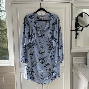 WHBM blue long sleeve floral dress